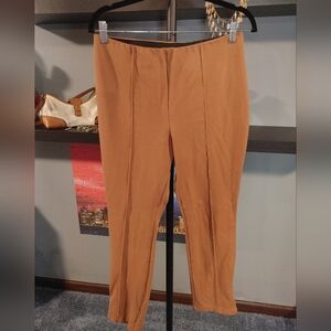 Ophelia Roe Tan Pants With Zippered Ankles. Size Large, 26 Inseam